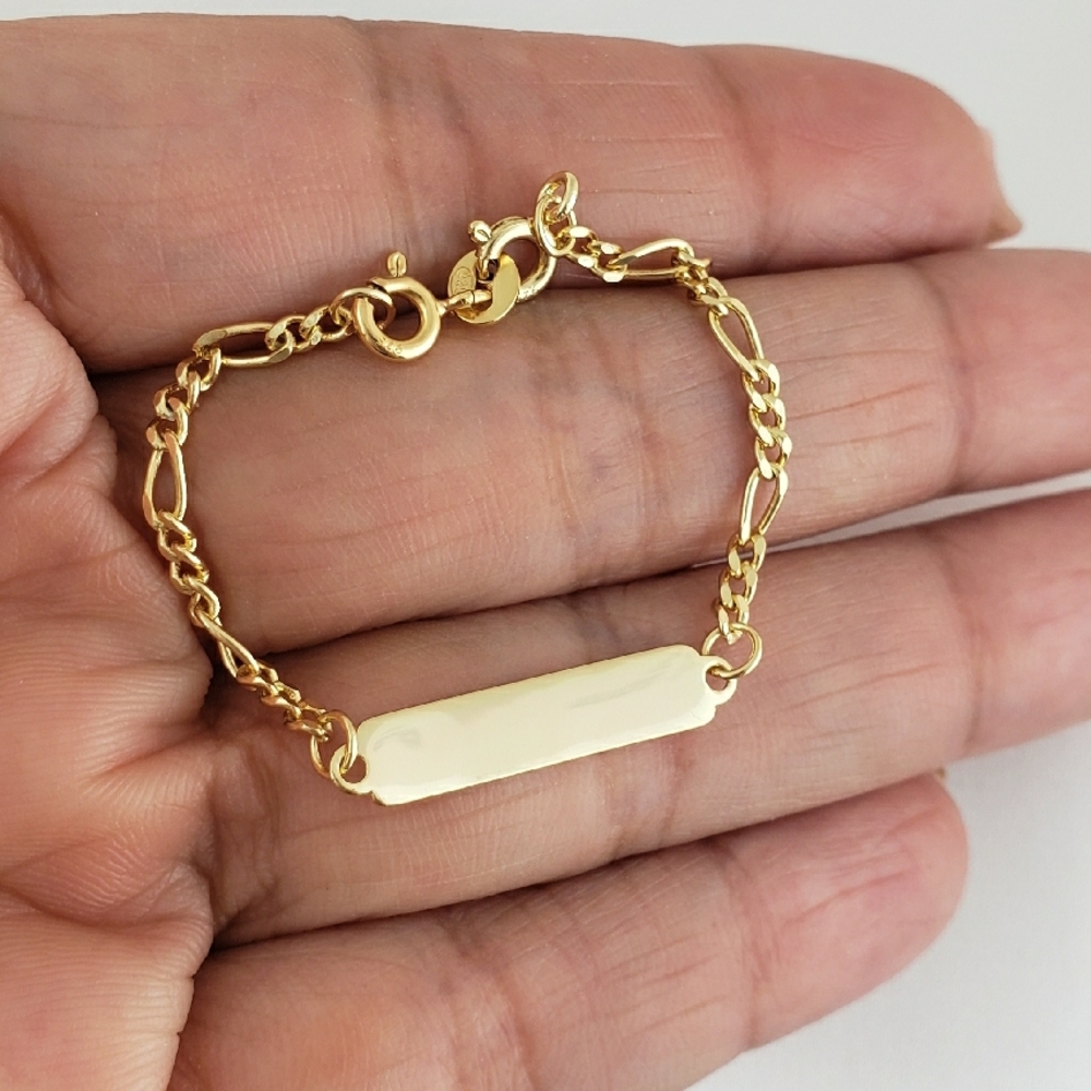 18K Gold Baby ID Figaro Bracelet